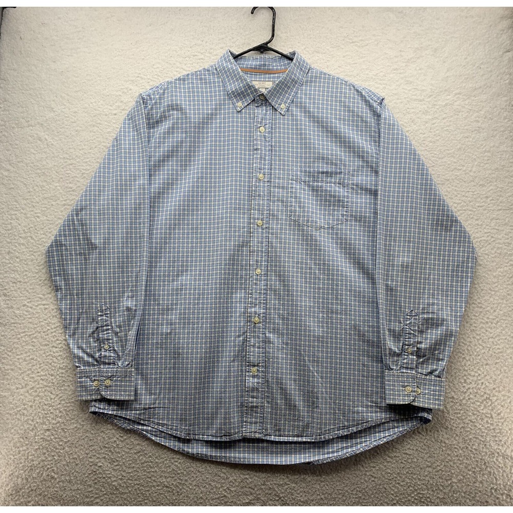 Old Navy Button Up Shirt Mens 2XL XXL Blue White Check‎ Preppy Casual Dad